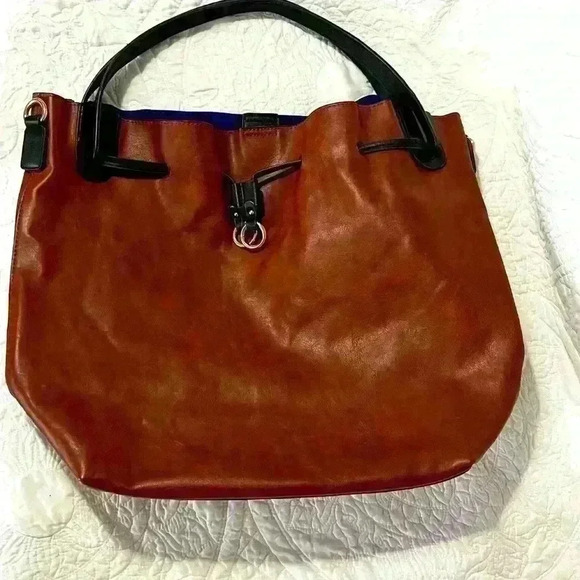 Saddle brown faux leather shoulder‎ bag - Picture 1 of 4